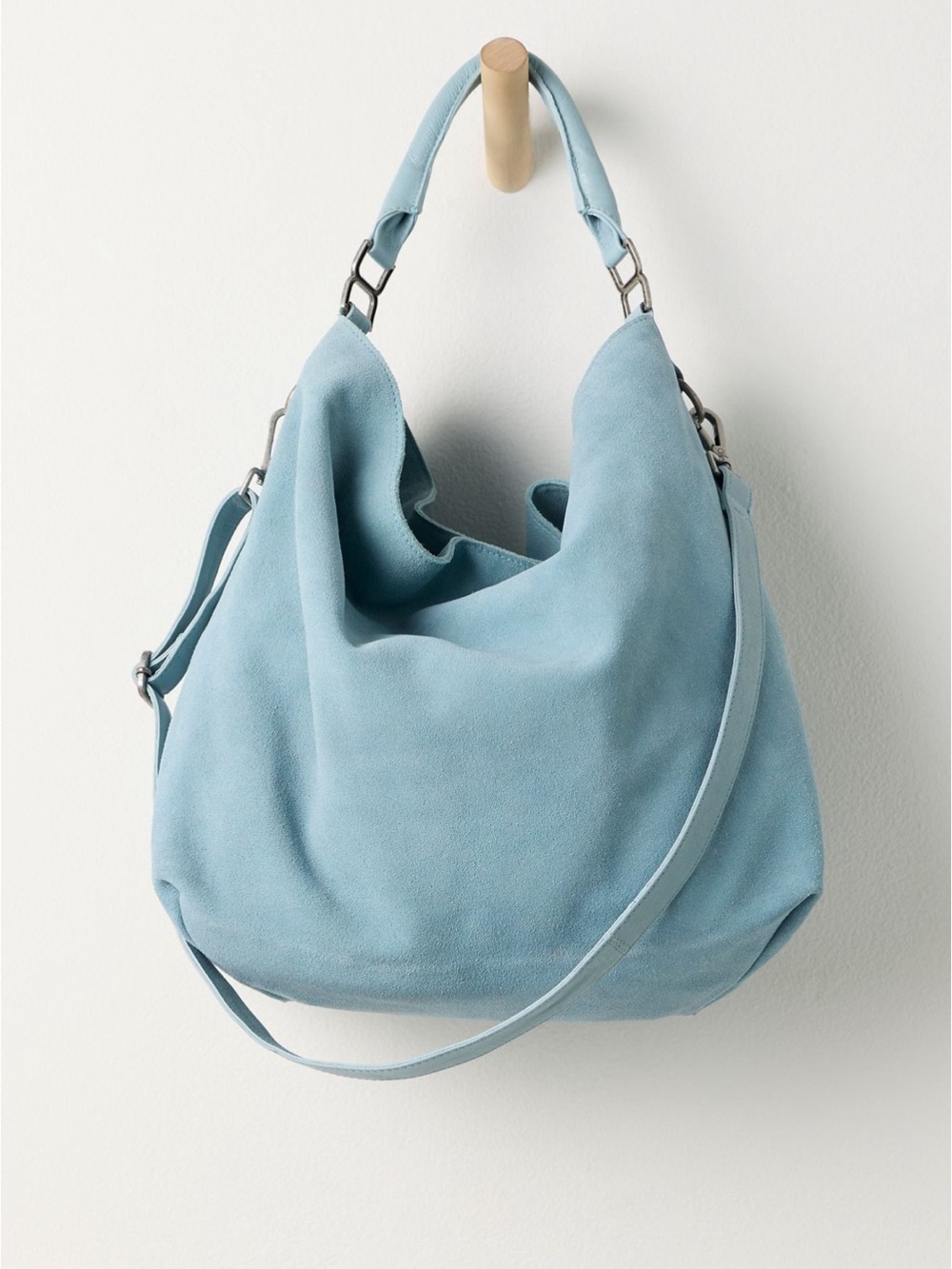 Free People Sky Blue Suede Hobo Bag
